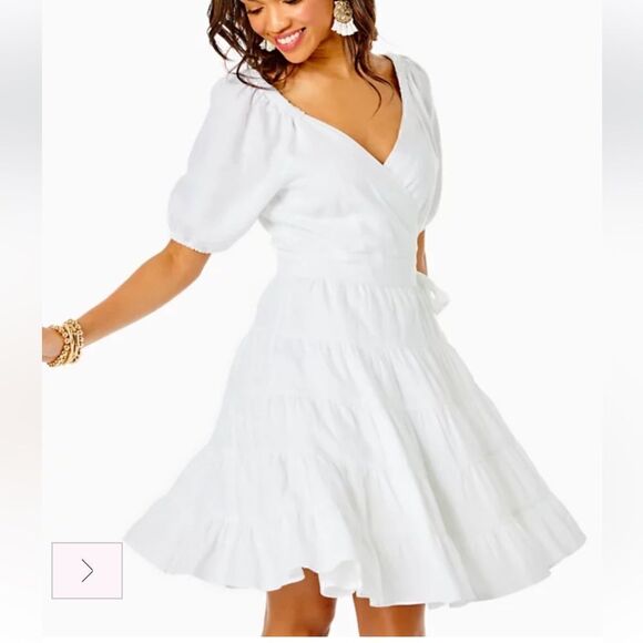 Lilly Pulitzer | Iralee White Linen Wrap Dress, size‎ 4 NWT - Picture 1 of 3